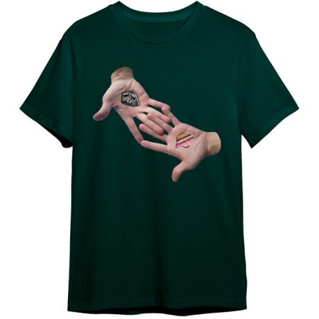 ECO Hand Print Glazed Green T Shirt - Front