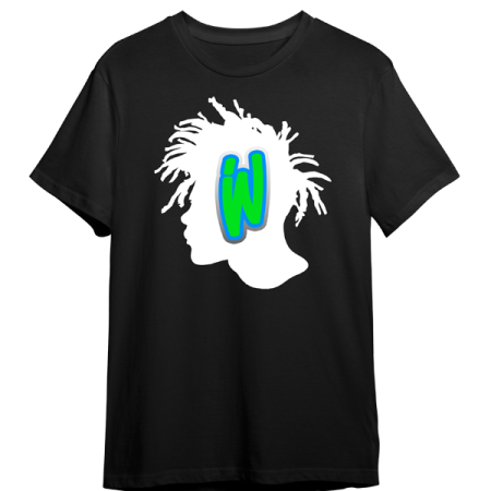 KOL White Afro Head Black T Shirt - Front